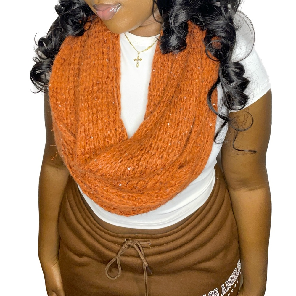 Shiny Knitted Infinity Scarf